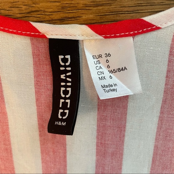 Divided by H&M Womens Red & White Vertical Striped Flowy Tank Top Size 6 - Picture 4 of 5